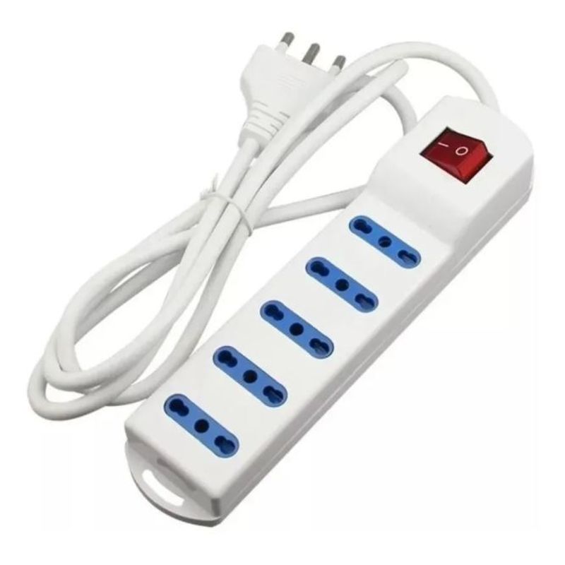 GENERICO - Alargador Electrico 5 Mts 5 Boca Blanca Con Switch