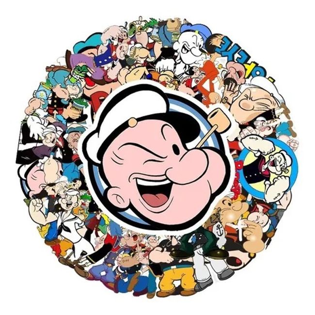 GARSIL - 50 Stickers Popeye - Etiquetas Autoadhesivas