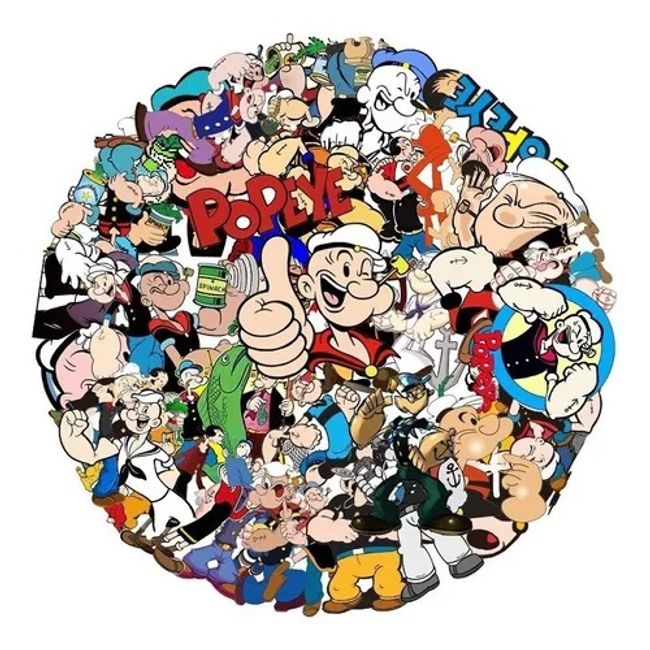GARSIL - 50 Stickers Popeye - Etiquetas Autoadhesivas