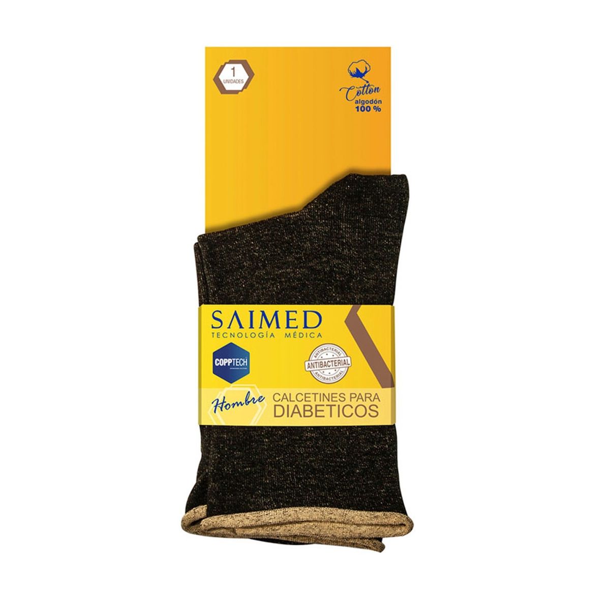 SAIMED - Calcetín Algodón Cobre Largo Hombre Apto Para Diabeticos SAIMED