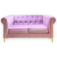 GENERICO - SOFA CHEFTERFIELD 2 CUERPOS FELPA PALO ROSA