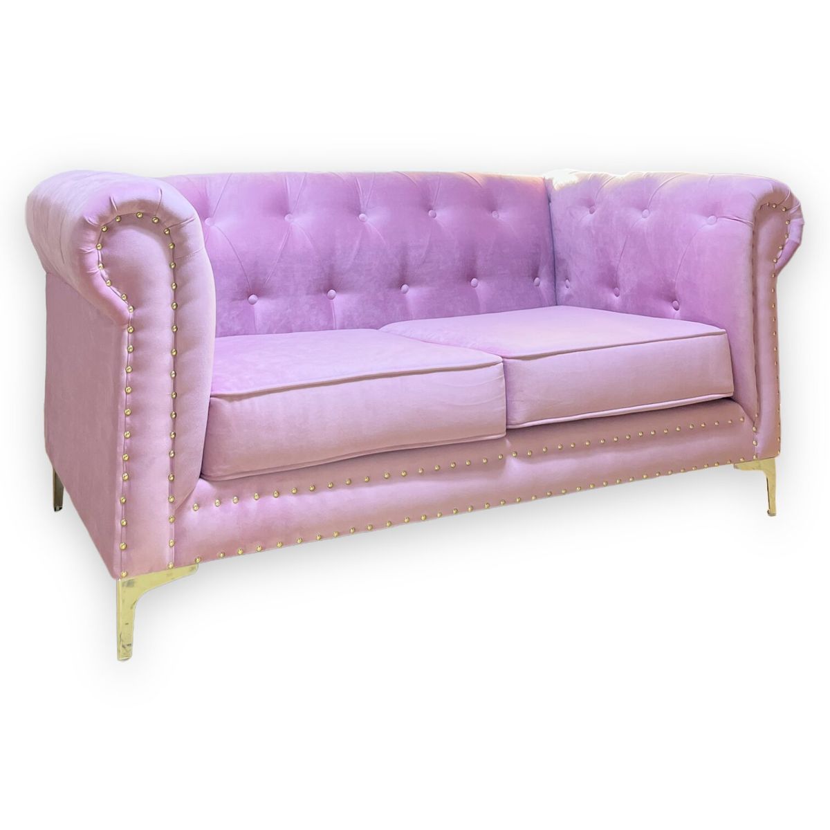 GENERICO - SOFA CHEFTERFIELD 2 CUERPOS  FELPA  PALO ROSA
