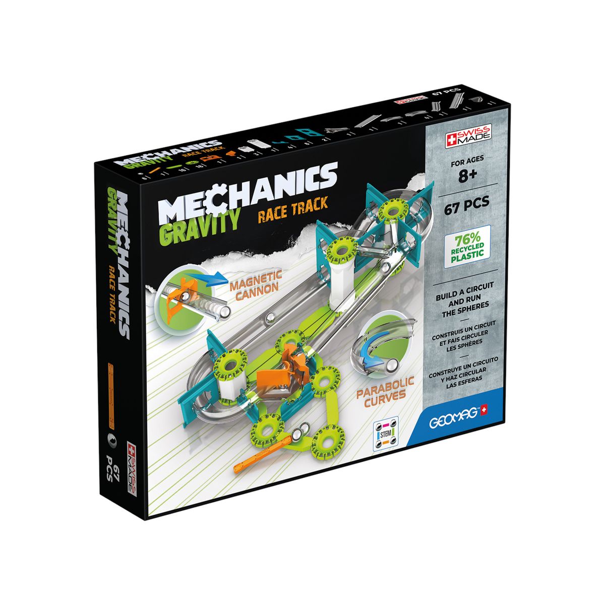 GEOMAG - Juego de Creacion Magnético Mechanics Gravity Pista (67 piezas)