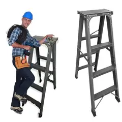 GENERICO - Escalera Metálica 4 Peldaños plegable Tijera reforzada