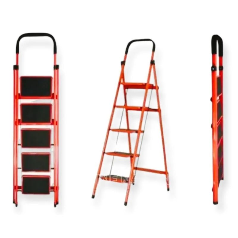 GENERICO - Escalera Metálica plegable 5 peldaños resistente