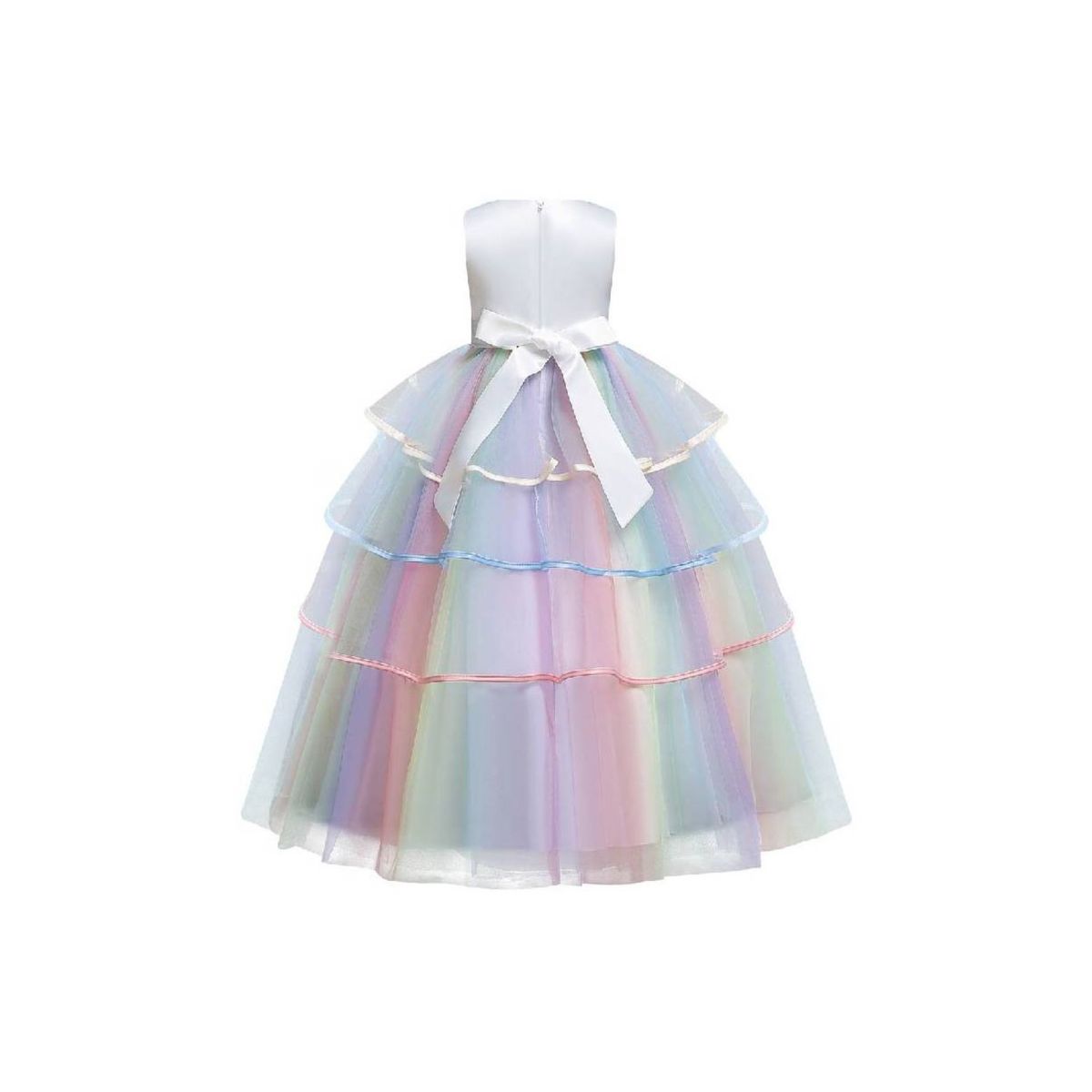 GENERICO - Disfraz Niña Princesa Unicornio Gala Bco Falda Arcoiris T4