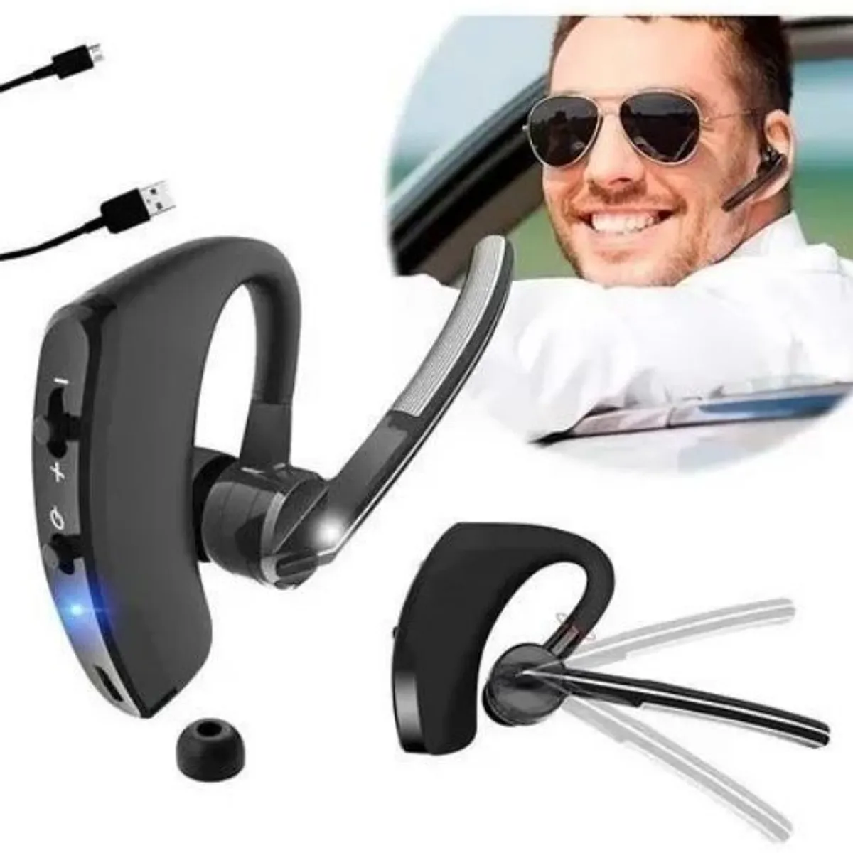 KUANGYE - Audífono Mono Oral Mano Libres Bluetooth V8 Auriculares