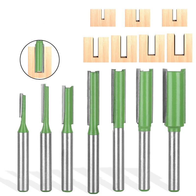 KUANGYE - Set De 7 Fresas Rectas Vastago 6mm Para Router Fresadora