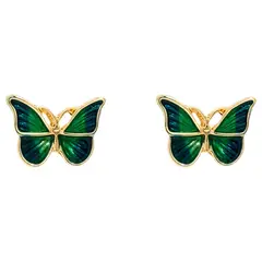 KUANGYE - Aretes De Mariposa Suaves Y Elegantes Para Mujer Bañado en plata