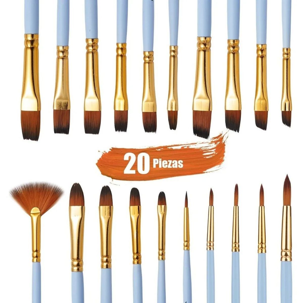 KUANGYE - Kit De Pinceles Para Acrílico, Óleo, Acuarelas, 20 Piezas