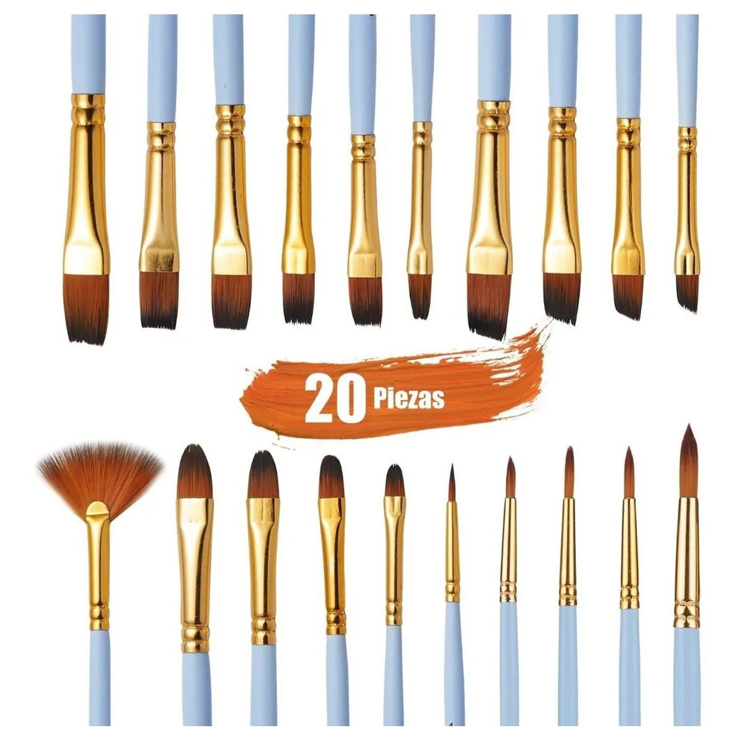 Kit De Pinceles Para Acrílico, Óleo, Acuarelas, 20 Piezas