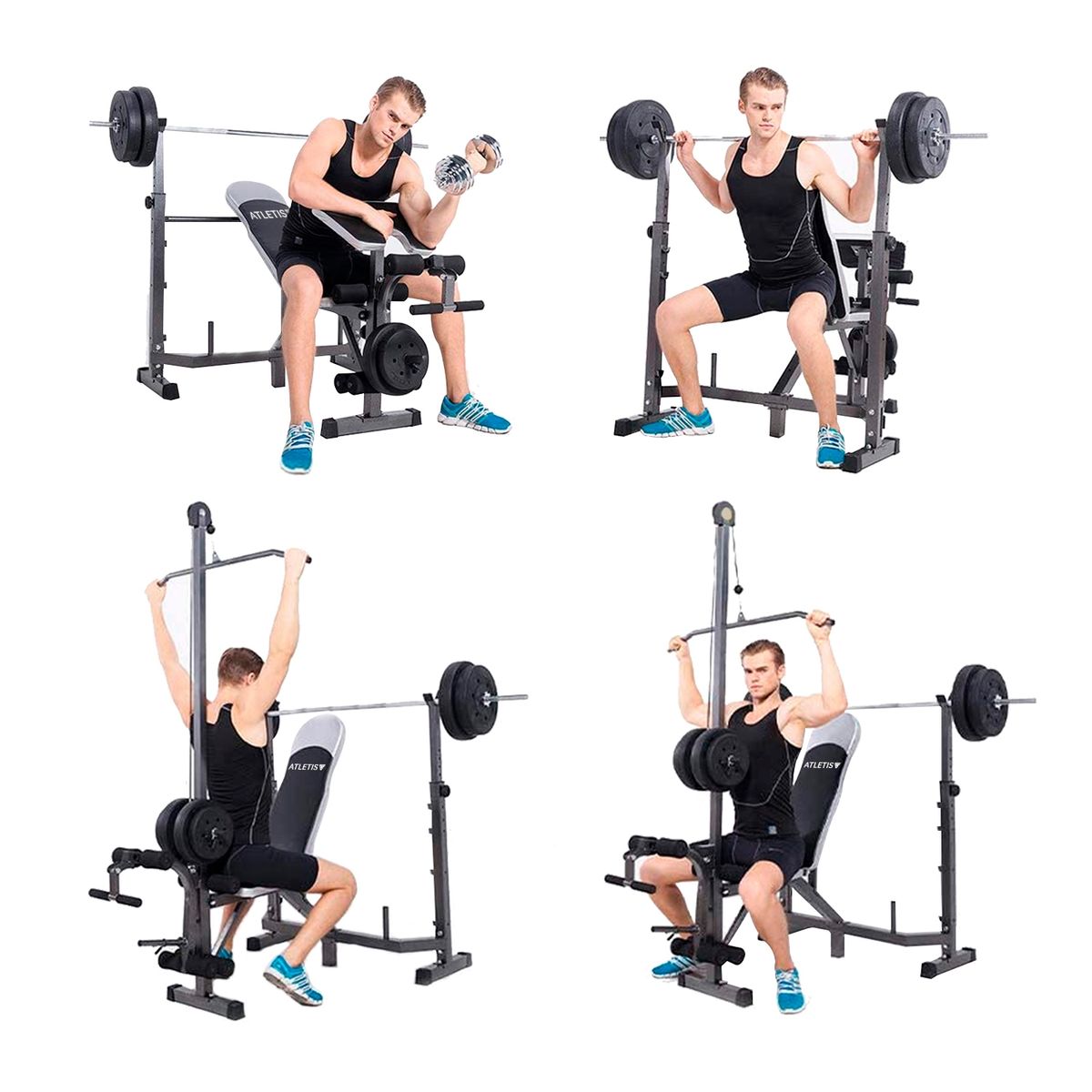 ATLETIS - Banca Multifuncional Respaldo Ajustable y Polea