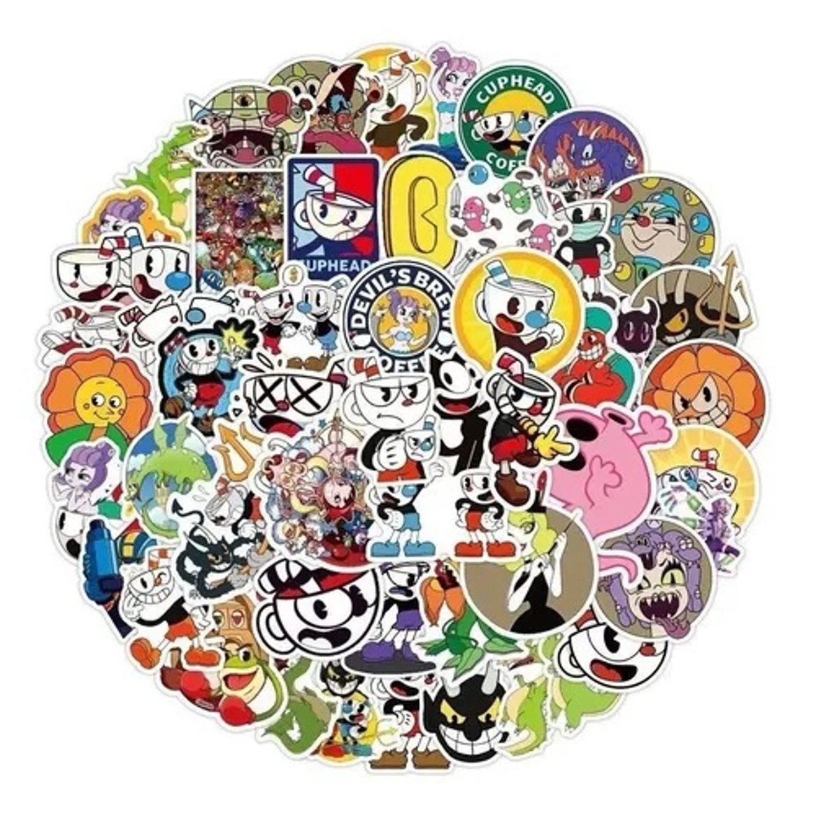 GARSIL - 50 Stickers Cuphead - Etiquetas Autoadhesivas