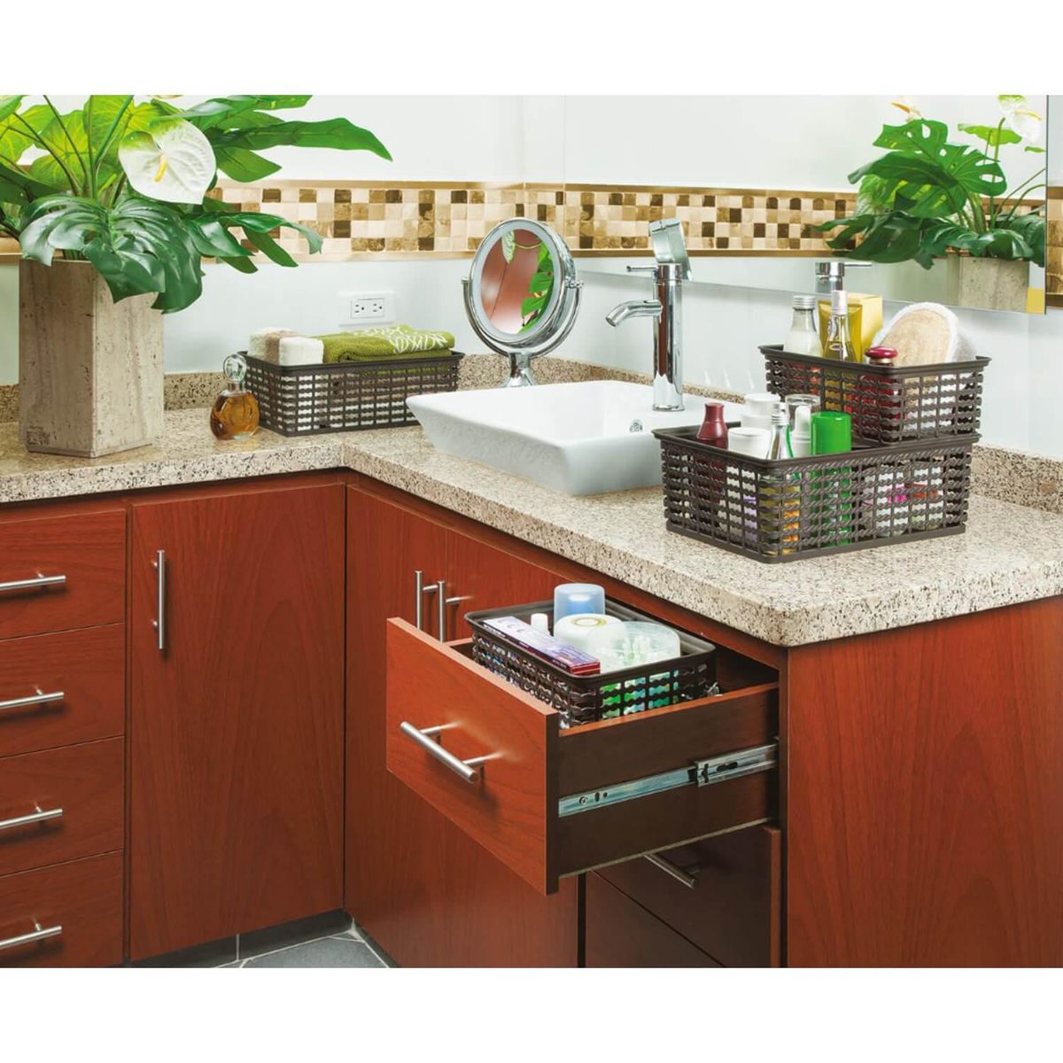 RIMAX - Canasta Plastica Café 35.6X23.6X13 cm Deco Rimax