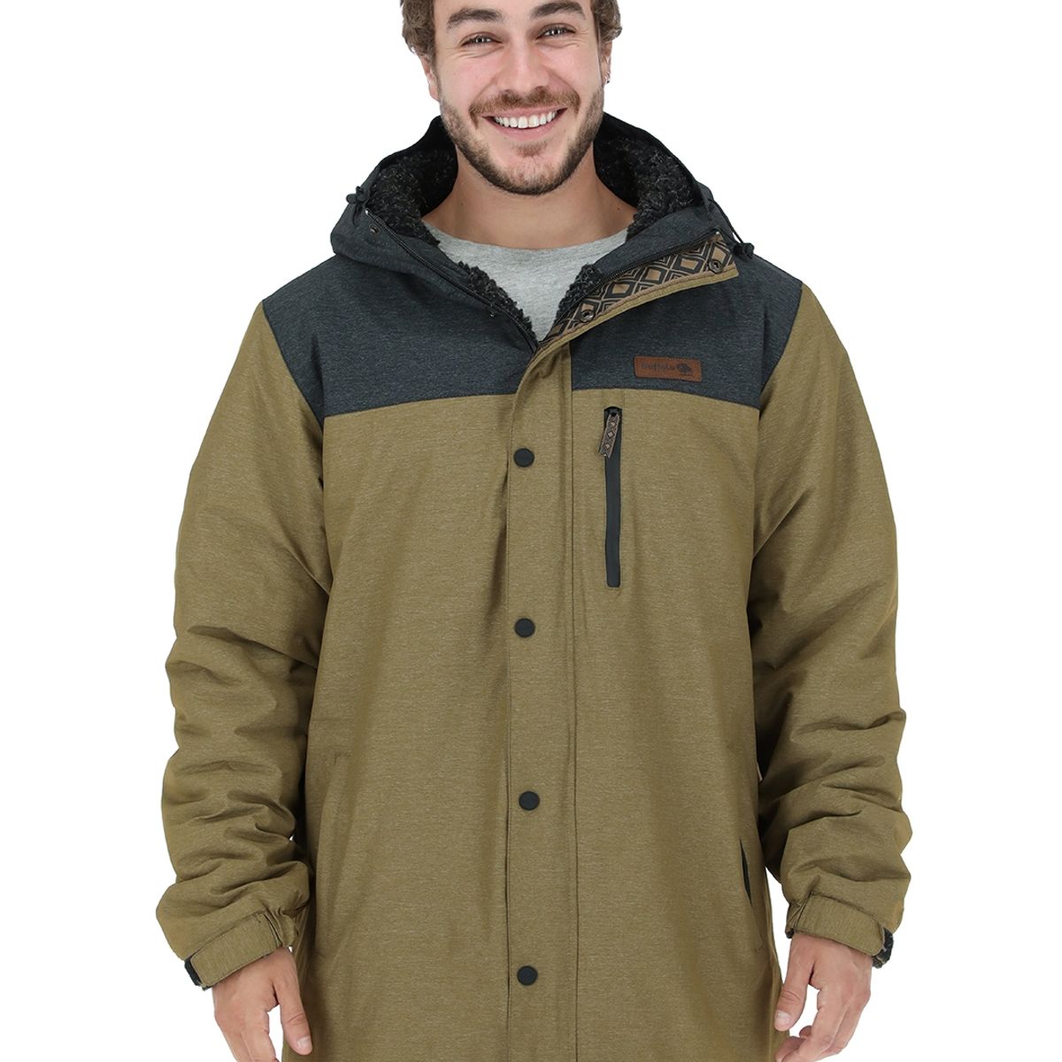 BUFFALO CHILE - Parka Impermeable Camaleon Verde - Negro Jaspeado Hombre