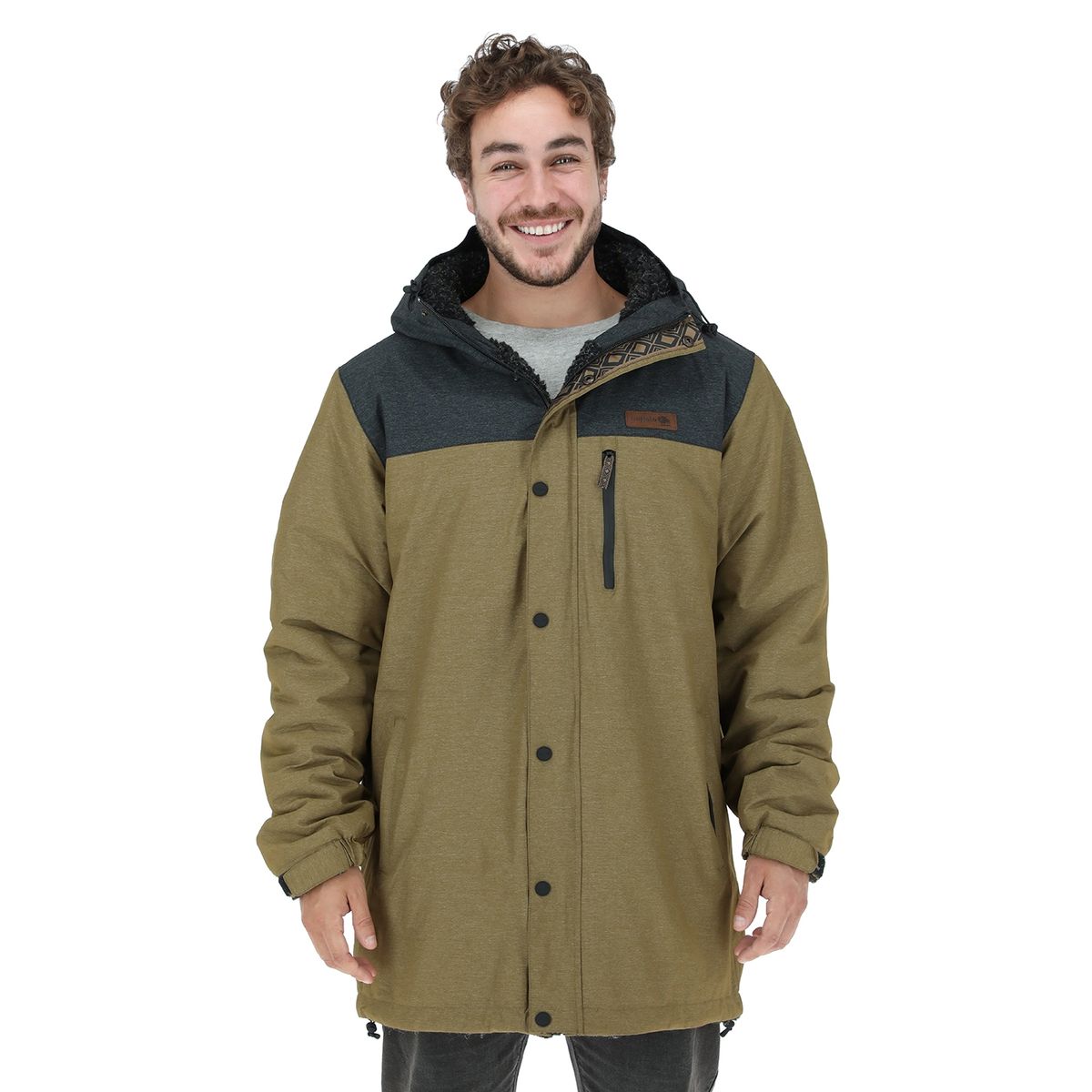 BUFFALO CHILE - Parka Impermeable Camaleon Verde - Negro Jaspeado Hombre