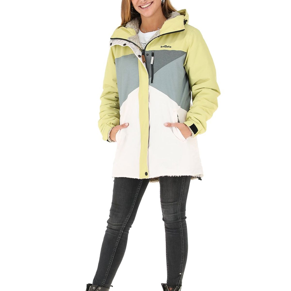 BUFFALO CHILE - Parka Impermeable Camaleon Amarillo - Lana Jaspeado Mujer