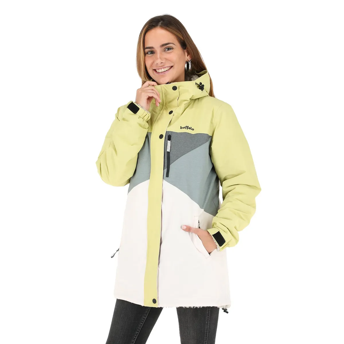 BUFFALO CHILE - Parka Impermeable Camaleon Amarillo - Lana Jaspeado Mujer