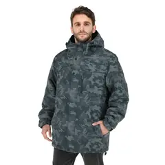 BUFFALO CHILE - Parka Impermeable Camaleon Militar - Negro Jaspeado Hombre