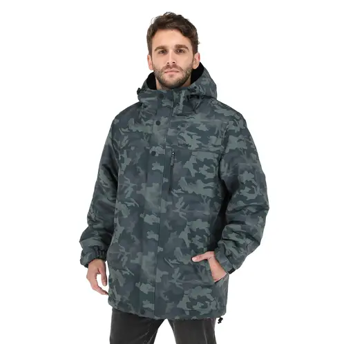 BUFFALO CHILE - Parka Impermeable Camaleon Militar - Negro Jaspeado Hombre
