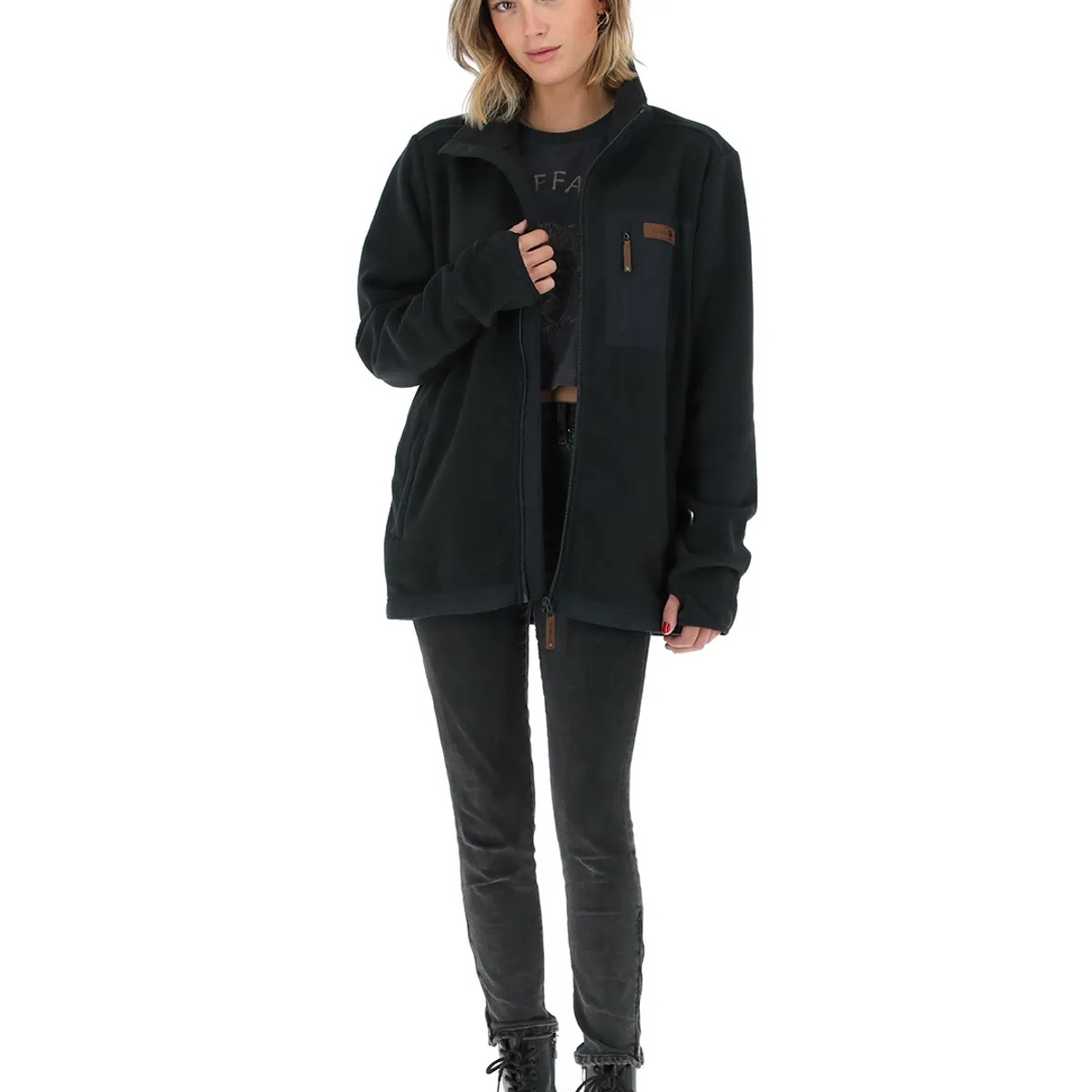 BUFFALO CHILE - Polar Veinticuatro Siete Negro Mujer