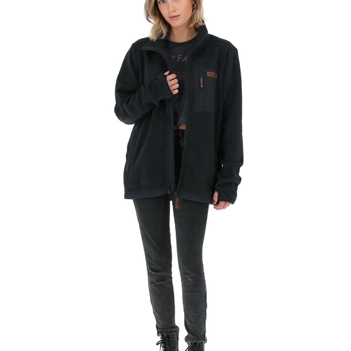 BUFFALO CHILE - Polar Veinticuatro Siete Negro Mujer