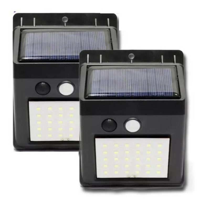 GENERICO - x2 Foco Solar Aplique 20 Led Pared Mini Con Sensor