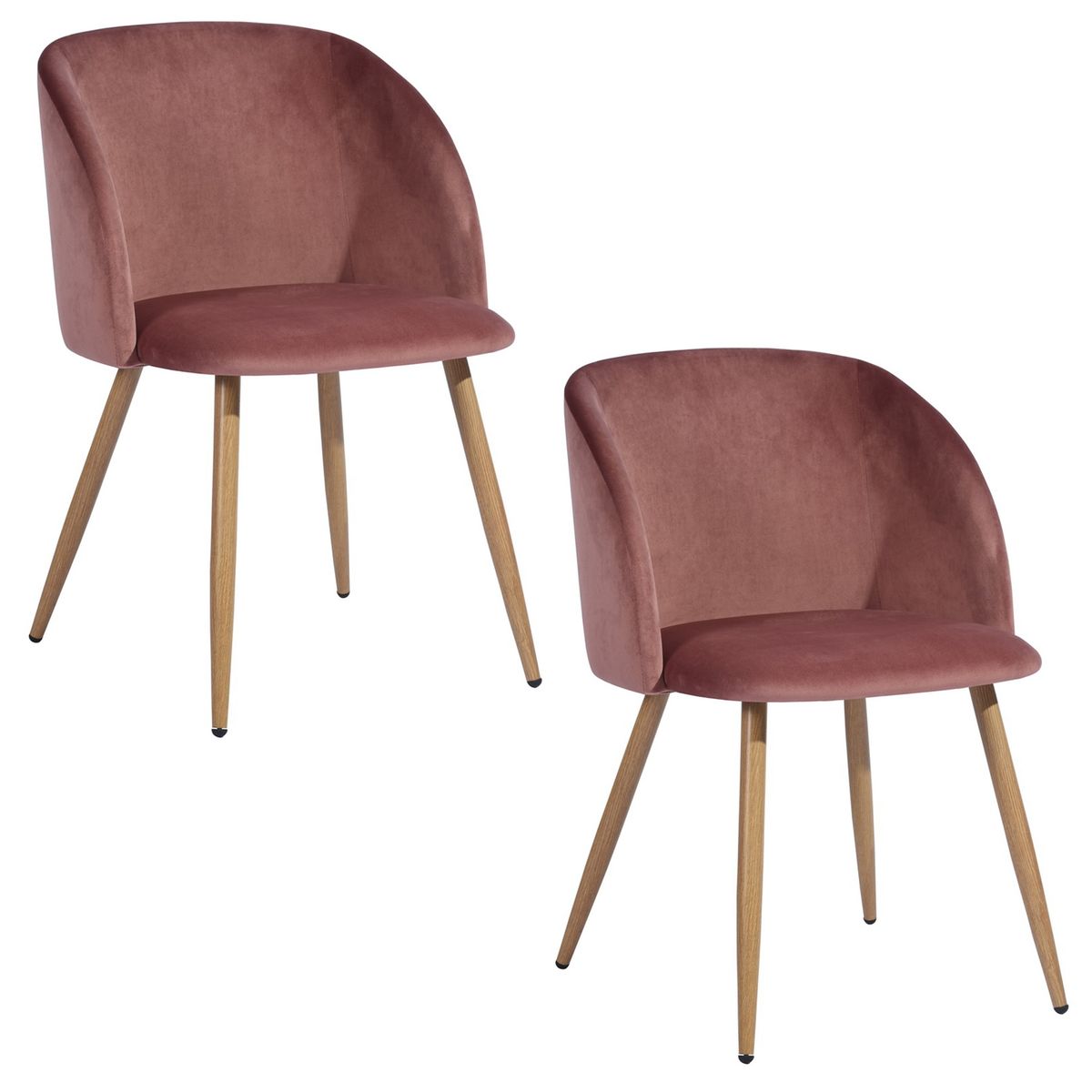 NOVAHUS - Pack 2 Sillas Comedor Lounge Terciopelo Rosado