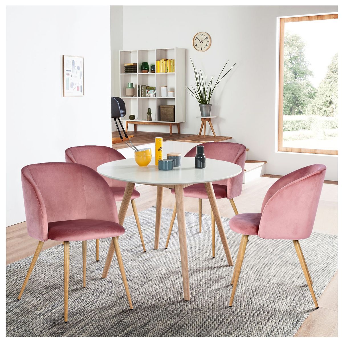 NOVAHUS - Pack 2 Sillas Comedor Lounge Terciopelo Rosado