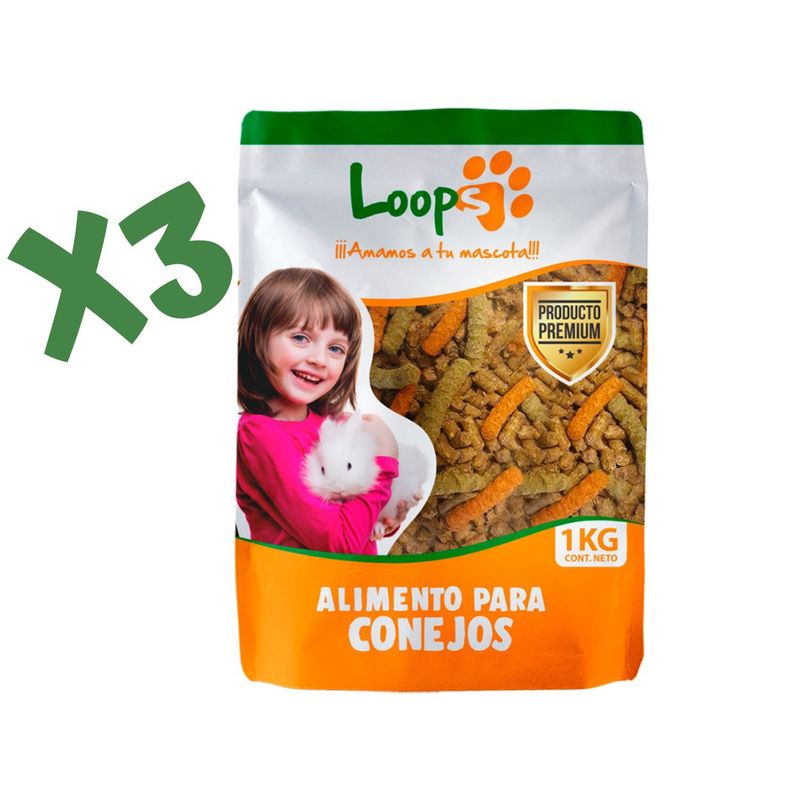 GENERICO - 3 kilos Alimento premium para conejos loops