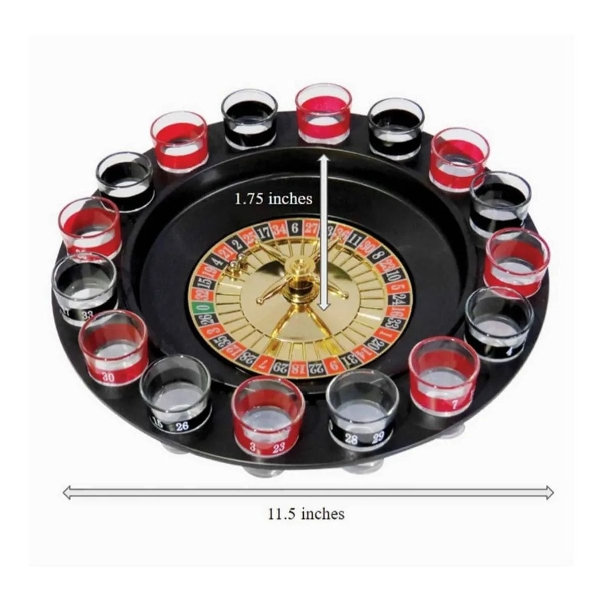 GENERICO - Set Juego De Casino Ruleta 16 Shots Tragos