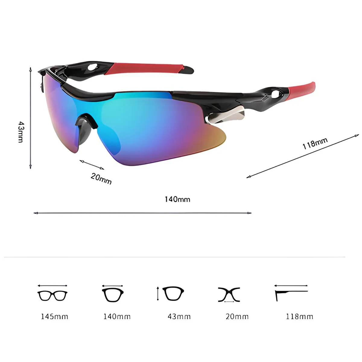 CRUSEC - Lentes Arcoiris Playa Deportivos Unisex Multicolor Degradado