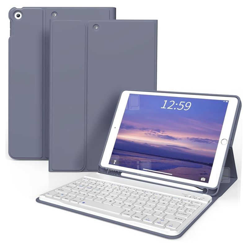 GENERICO - Funda Teclado Español Para iPad 9.7 (5 y 6) Con Ranura Lápiz - Lavanda