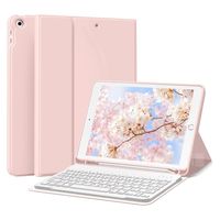 Funda Teclado Español Para iPad 9.7 (5 y 6) Con Ranura Lápiz - Rosa