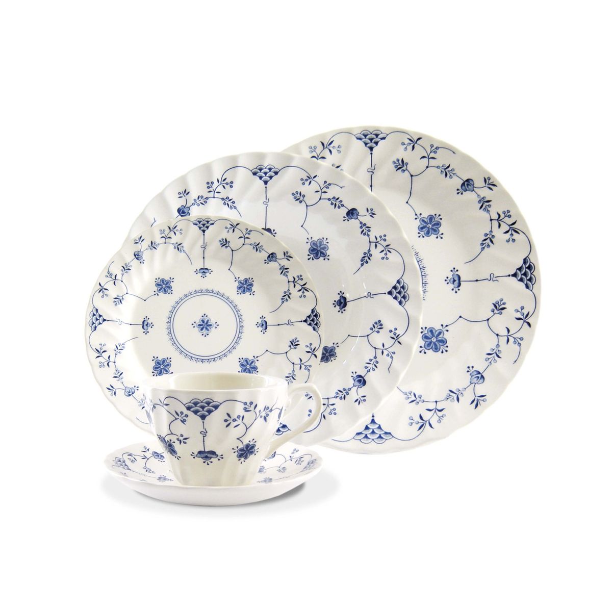 QUEENS - Juego de vajilla Fina 30pzas Porcelana Finlandia Blue QUEENS