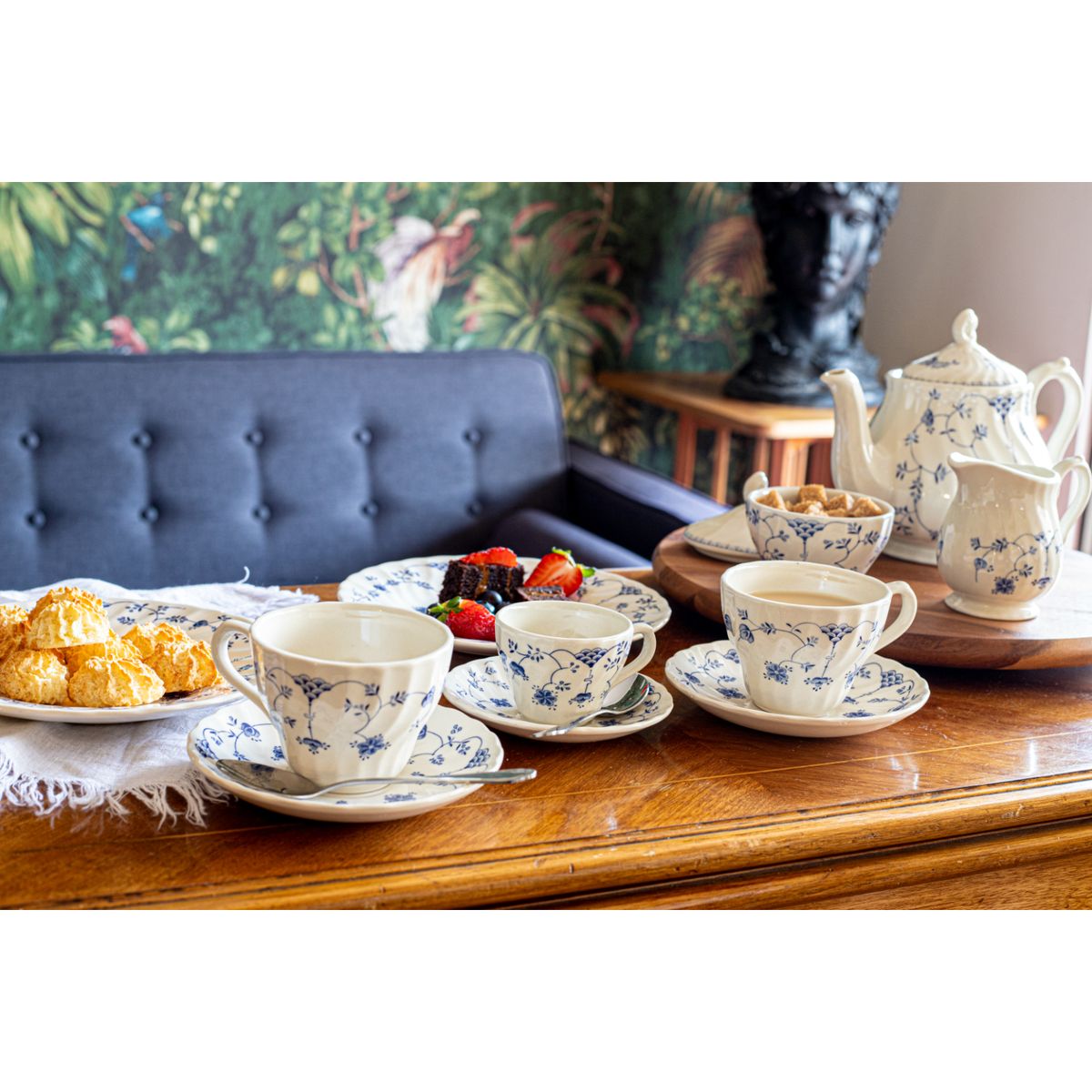 QUEENS - Juego de vajilla Fina 30pzas Porcelana Finlandia Blue QUEENS