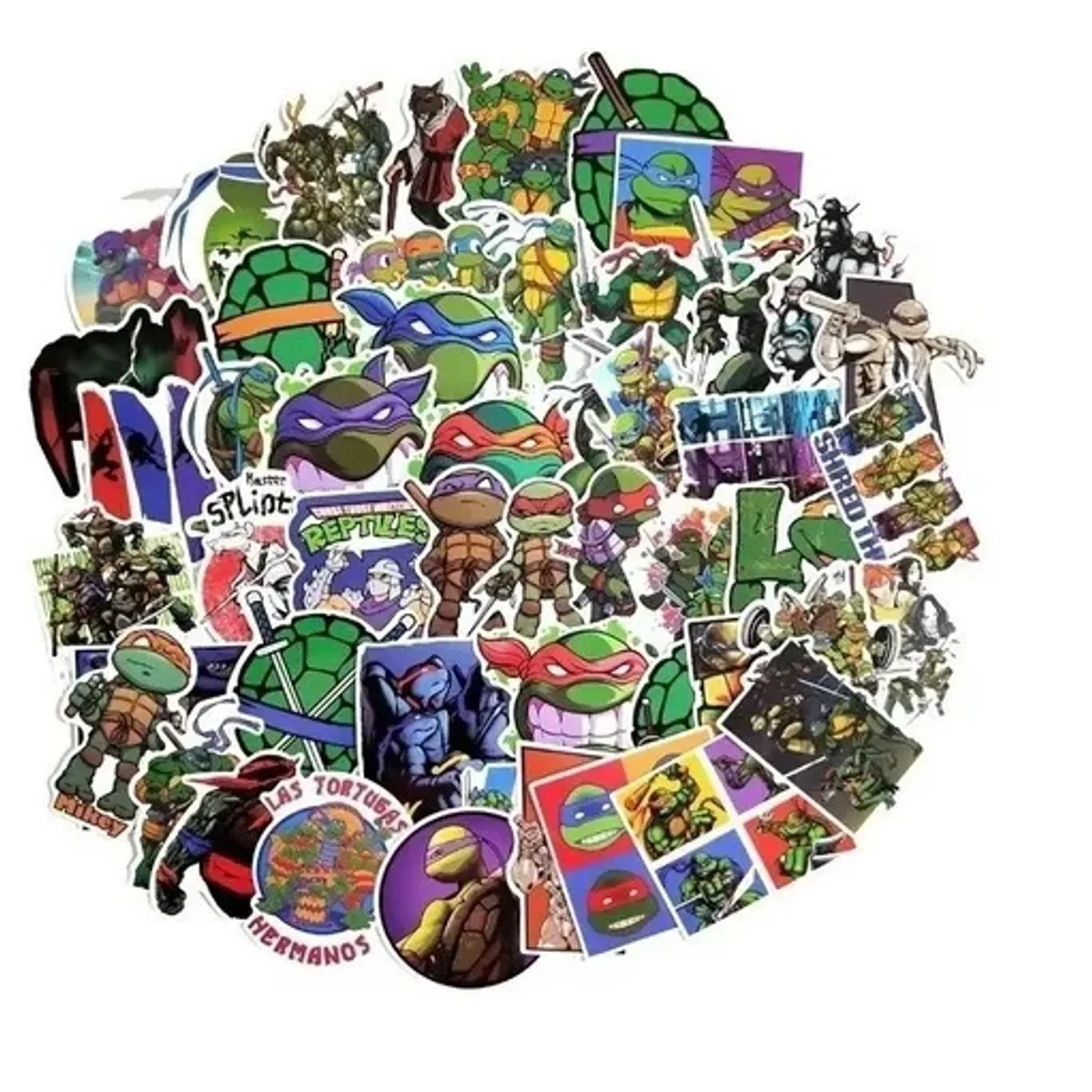 GARSIL - 50 Stickers Tortugas Ninja - Etiquetas Autoadhesivas