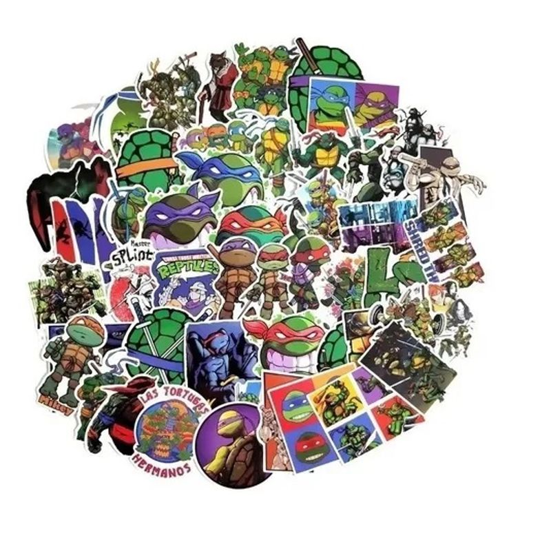 GENERICO - 50 Stickers Tortugas Ninja - Etiquetas Autoadhesivas