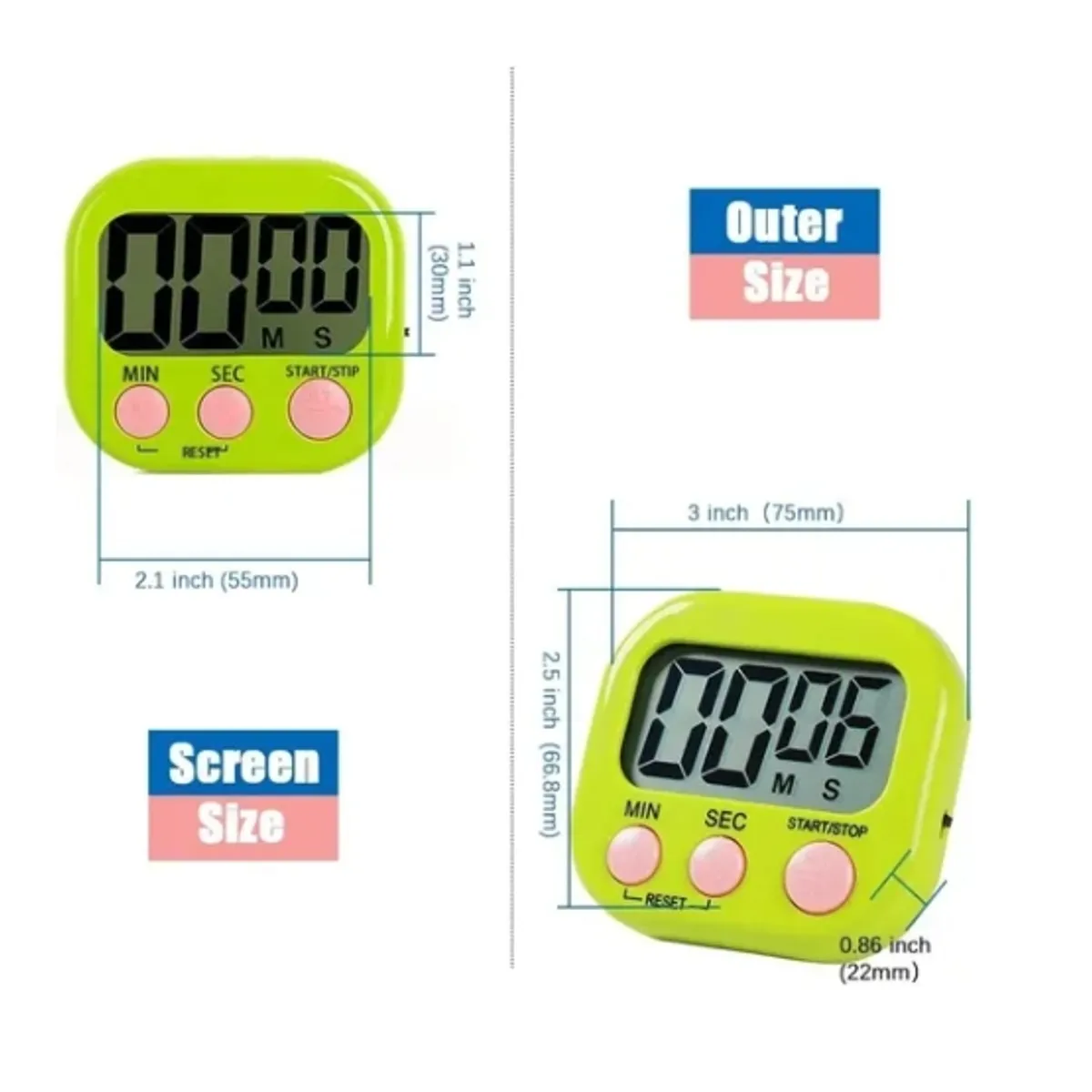 ESHOPANGIE - Timer Digital De Cocina Reloj Temporizador Verde