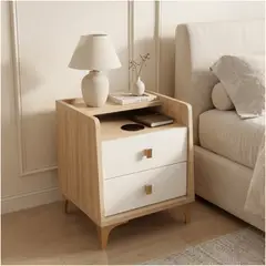HOMER DESIGN - Velador 2 Niveles Con Cargador Inalambrico 40*34*50 Doble