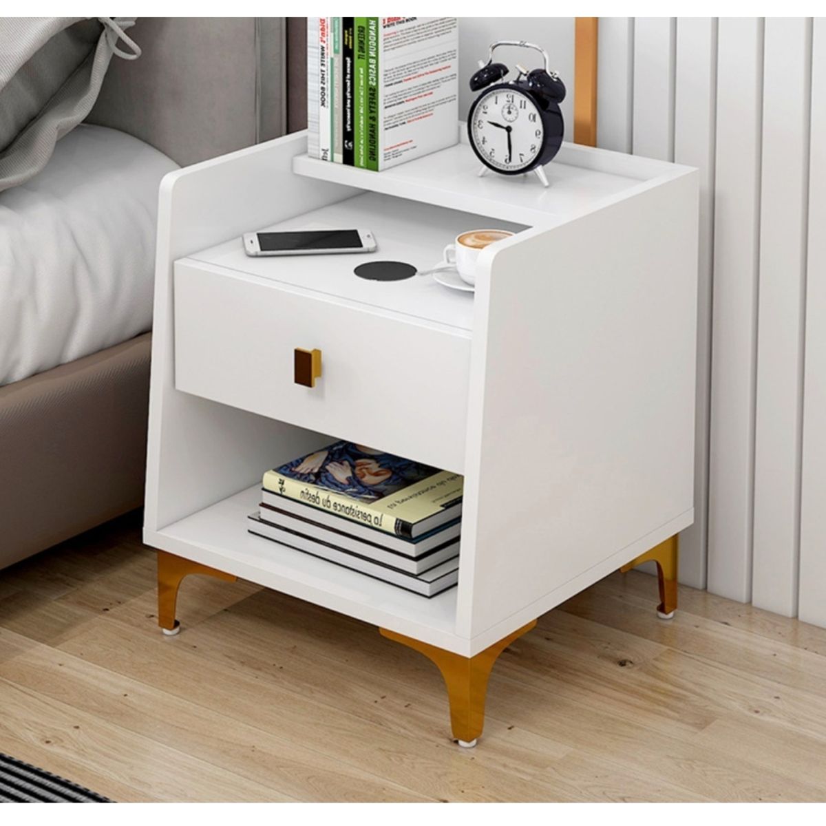 HOMER DESIGN - Velador 2 Niveles Con Cargador Inalambrico 40*34*50 Homer