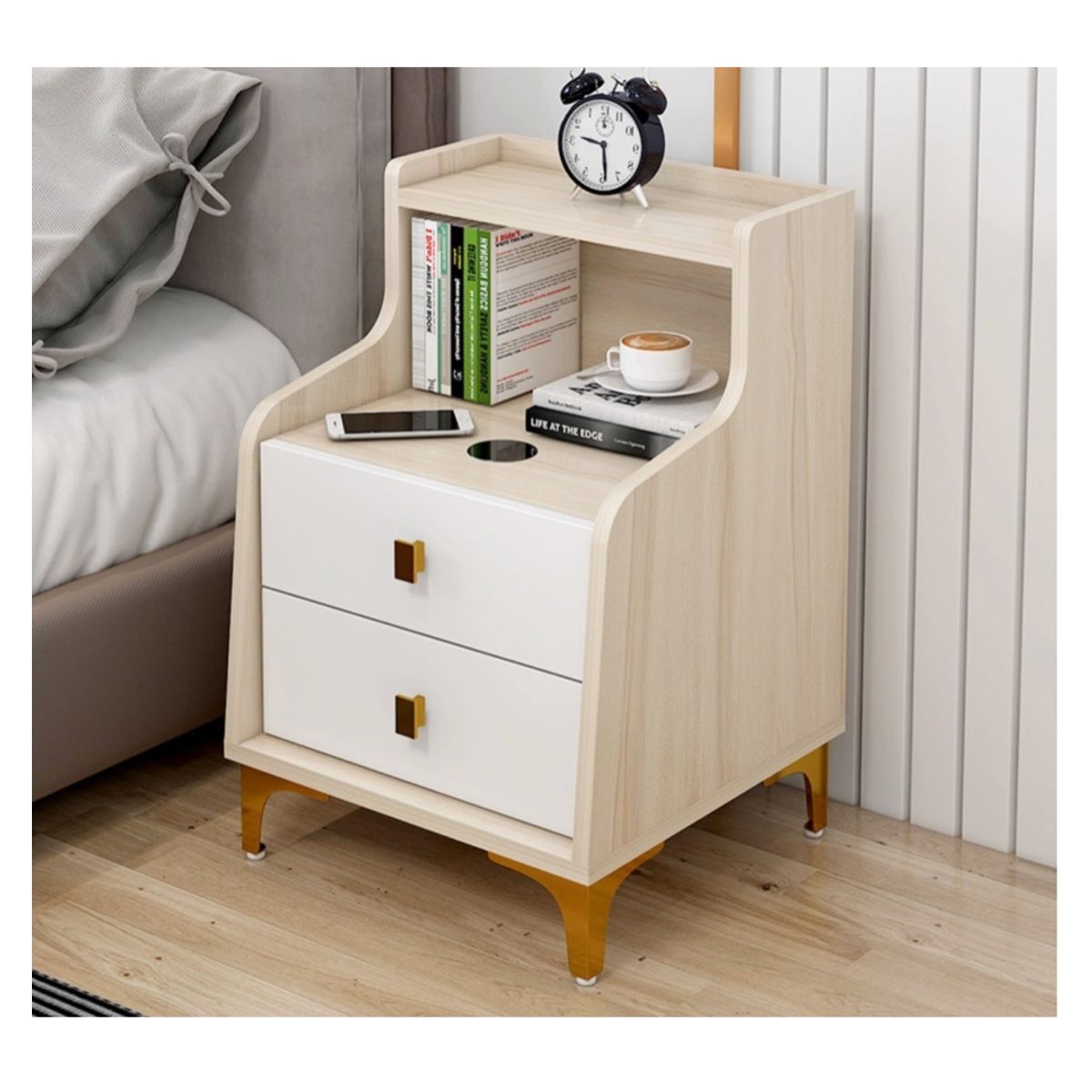 HOMER DESIGN - Velador 2 Niveles Con Cargador Inalambrico 40*34*58 Homer