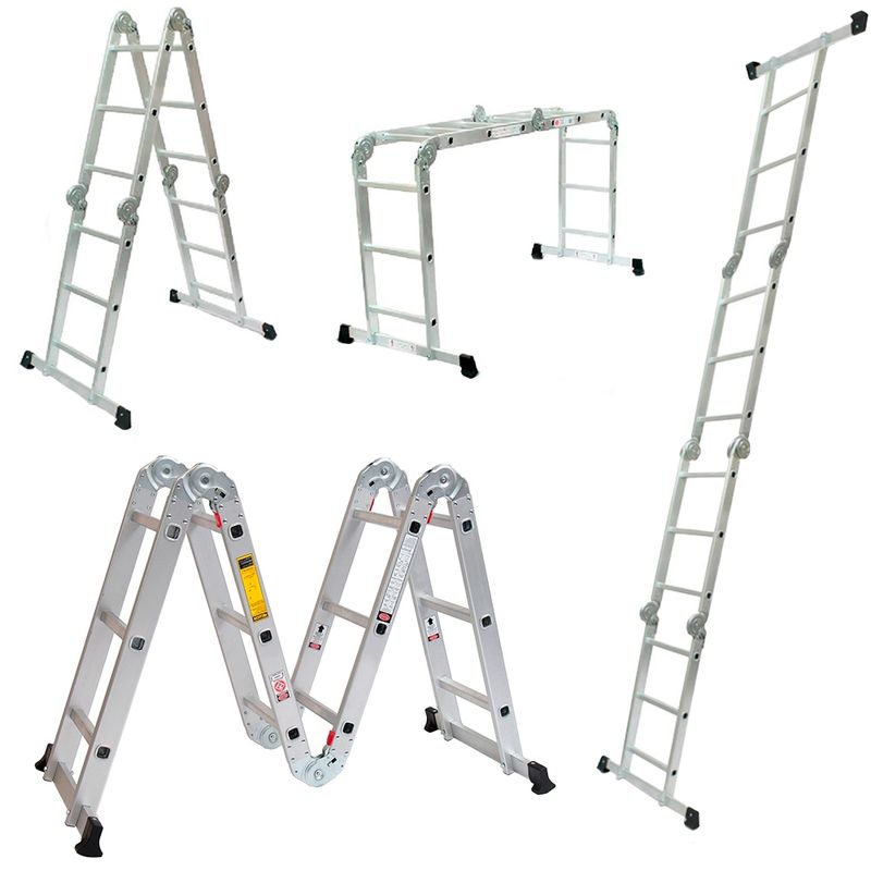 MAGNA - Escalera Multiproposito Aluminio 12 peldaños 150 kilos