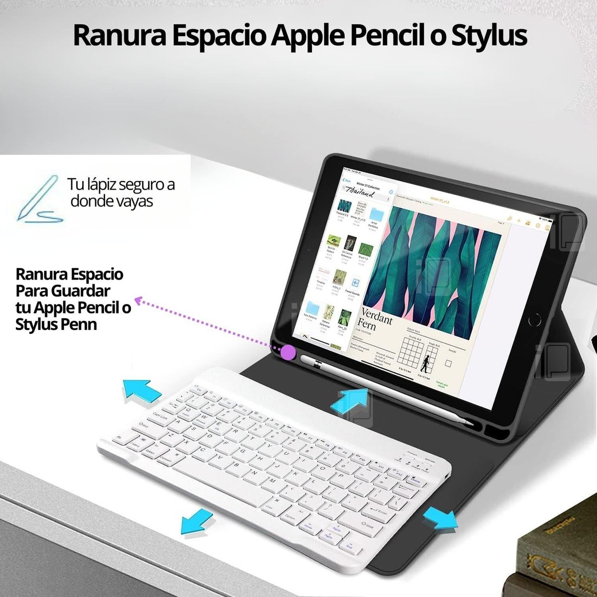 GENERICO - Funda Teclado Español Para iPad 9 10.2 Con Ranura Lápiz - Negro