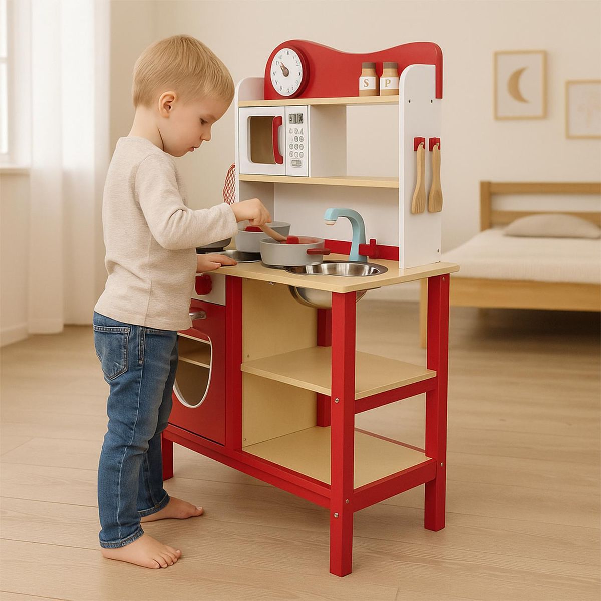 GAME POWER - Cocina De Mandera Roja + Accesorios 54x30x895 cm Gamepower