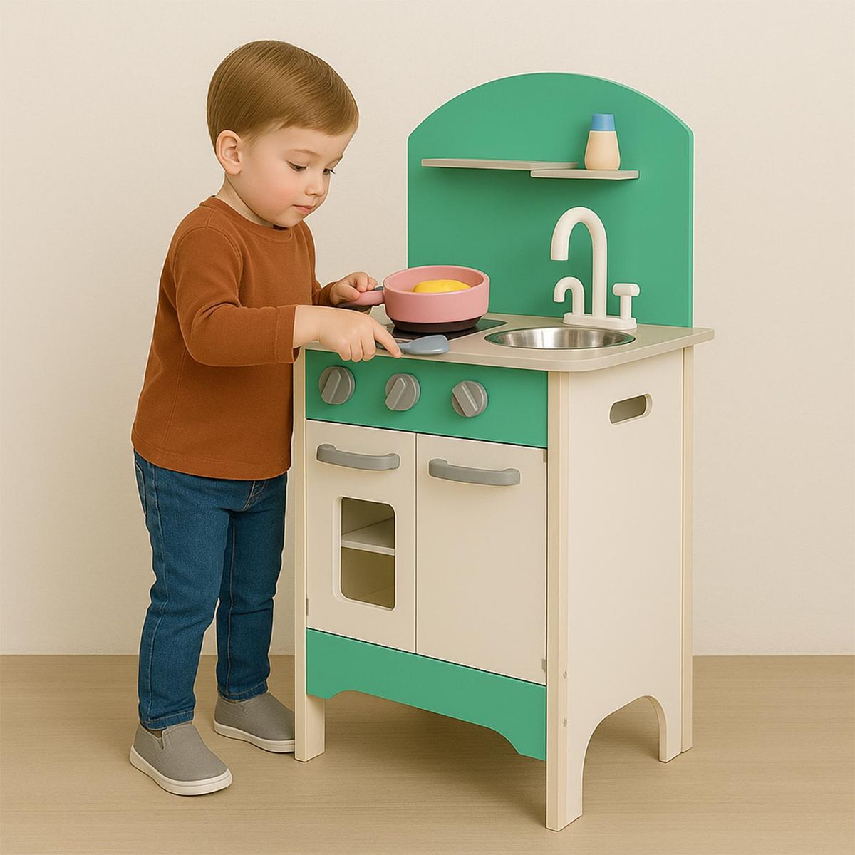GAME POWER - Cocina De Madera Verde 45x26x64,5 Cms Gamepower