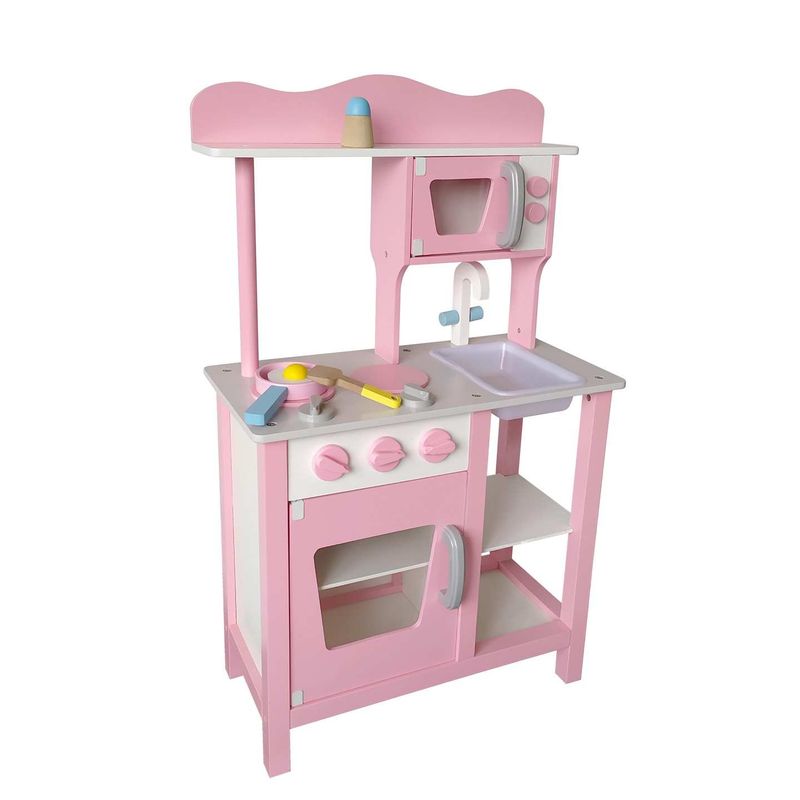 GAME POWER - Cocina De Madera Rosada + Accesorios 48x24x80 cms Gamepower