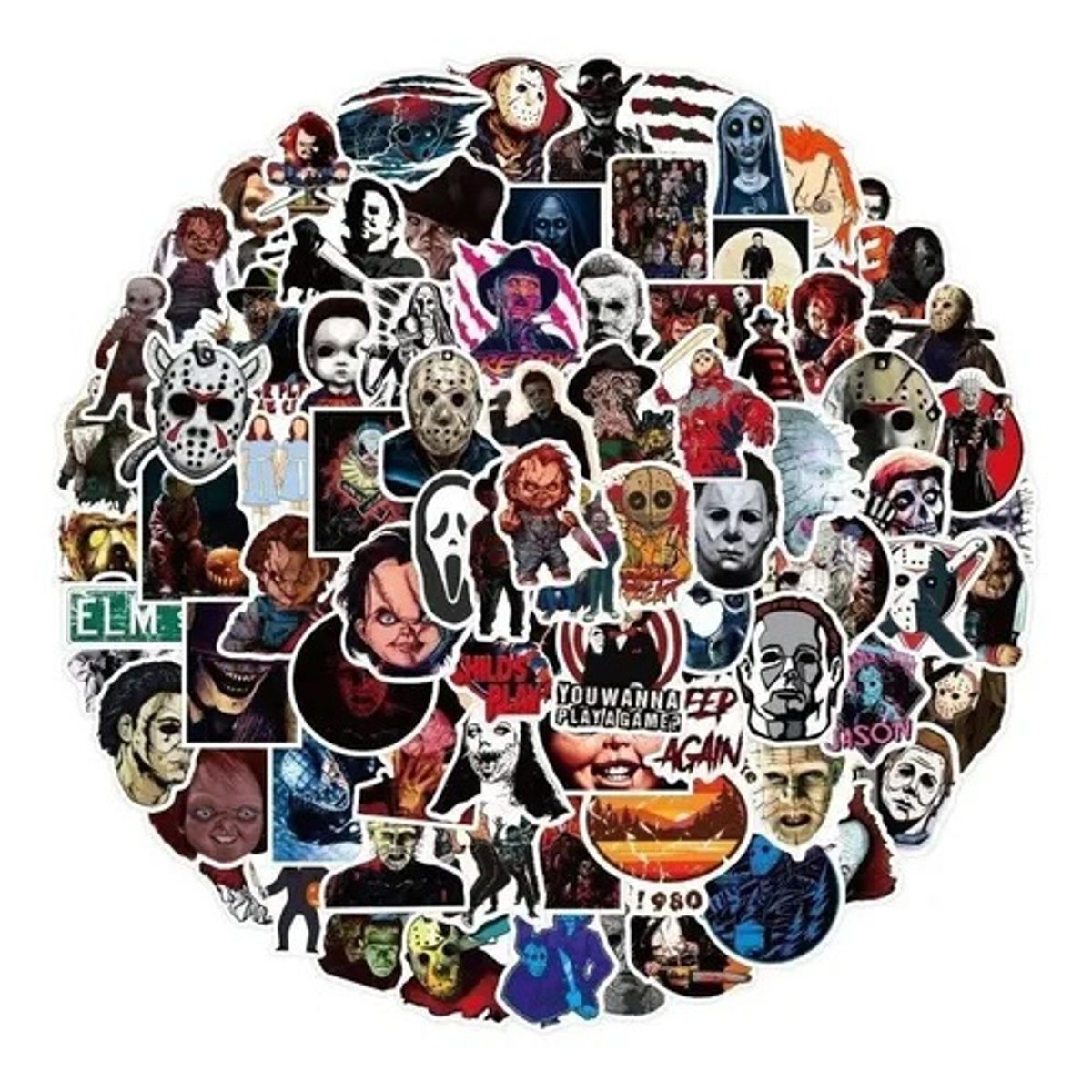 GARSIL - 50 Stickers Horror mix  - Etiquetas Autoadhesivas