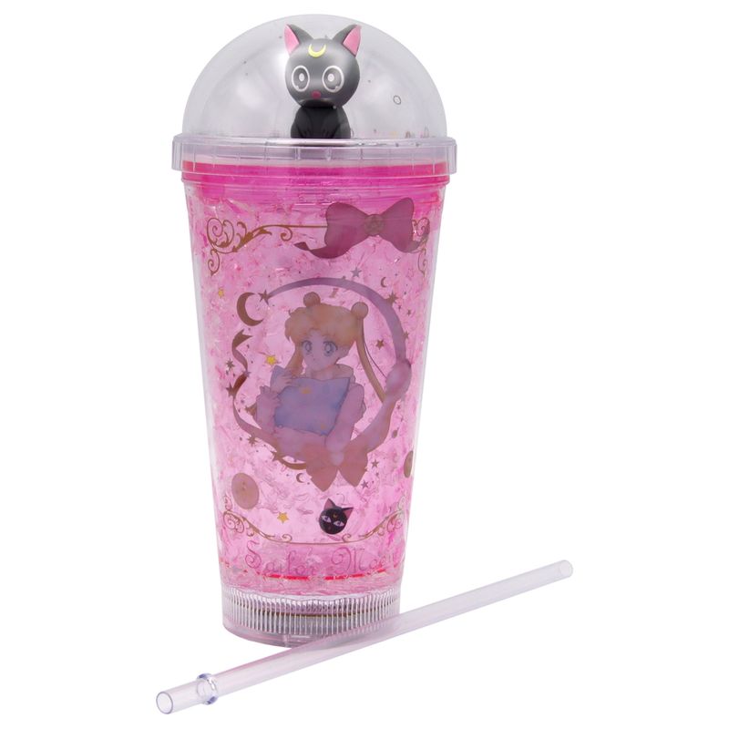 GENERICO - Vaso Diseño Sailoor Mon Luna Gris Con Glitter y Luz Led Kawaii