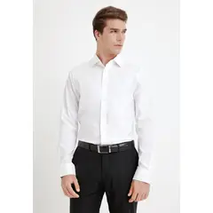 TRIAL - Camisa Hombre Formal Algodón Liso Essential Blanco